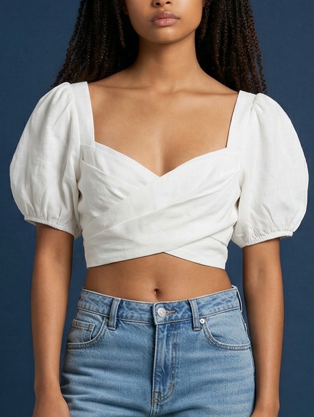NWT! Hello Molly White Puff Sleeve Crop Top